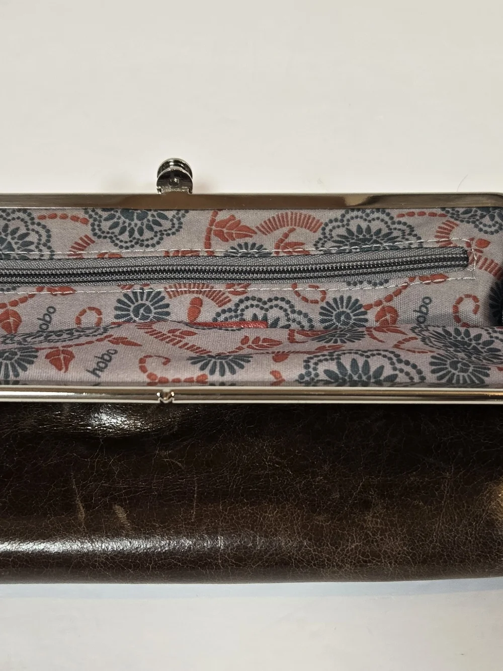 HOBO Dark Brown Leather Frame Clutch